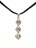 Crystal Pendant Necklace Fashion Jewelry - Silver Tone Three Color Crystals in Vertical Design Pendant (with Various Colors)