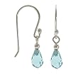 Sterling Silver .925 Aquamarine cz teardrop stone sparkle Earrings