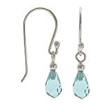 Sterling Silver .925 Aquamarine cz teardrop stone sparkle Earrings