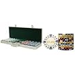 Premium 500 Chip Set w/Dollar Denominations: 500 Diamond Suited 11.5 gram chips w/dollar amounts printed on chips, 6 dealer buttons, 5 dice, 2 decks of playing cards