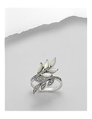 Leaf Marcasite Ring In 92.5 Sterling Silver