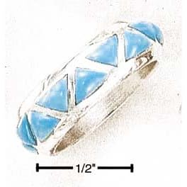 SterlingSilverInvertedTurquoiseTrianglesWeddingRing-Size13.0