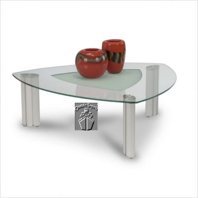 Tracy Triangular Cocktail Table in Brushed Silver