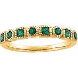 14K Yellow Gold Emerald Bridal Anniversary Band Ring