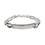 Eve's Addiction Mens Heavy Sterling Silver Figaro ID Bracelet