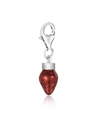 Sterling Silver Christmas Light Charm with Red Tone Enamel Finishing