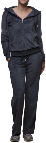 Darling Shoes Women's Velour Jogging Hooded Jacket & Draw String Pant Set