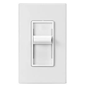 Leviton 6631-LW 600W, 120 Volt Ac 60Hz, Single-Pole, Sureslide Electro-Mechanical Incandescent Slide Dimmer, Illuminated, White