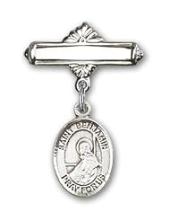Sterling Silver Baby Badge with St. Benjamin Charm and Polished Badge Pin