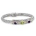 925 Silver, Amethyst & Peridot Bracelet with 18k Gold Accents (4.60ctw)