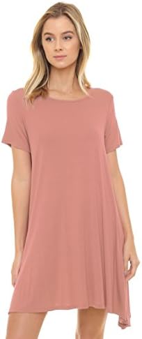 ALYGNE Womens "Blake" Stretchy Flowy Short Sleeve Tunic Dress DUSTYPINK-XXL
