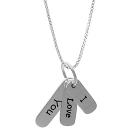 Sterling Silver I Love You Triple Tag Pendant, 18 inch