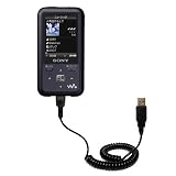 Coiled USB Cable for the Sony Walkman NW-S716F with Power Hot Sync and Charge capabilities - uses Gomadic TipExchange Technology