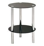 Black Glass Chrome and Steel 2 Tier Round Shelf Coffee End Table Unit 31nmVIm uZL. SL160