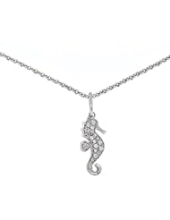 Ze Sterling Silver Diamond Covered Sea Horse Pendant