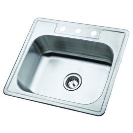 Elements of Design E25228BN CAREFREE Stainless Steel Self-rimming Single Bowl Kitchen Sink, 3 Holes