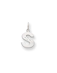 14k White Gold Solid Satin Diamond-cut Initial S Charm