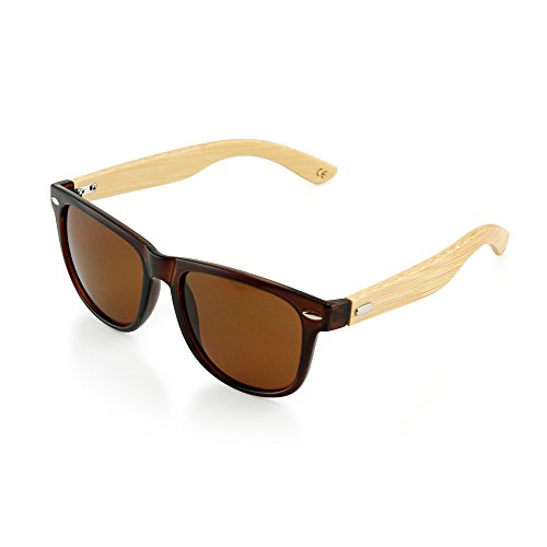 GEARONIC TM Wood Bamboo Wooden Vintage Sunglasses Eyewear for Mens Womens - Brown
