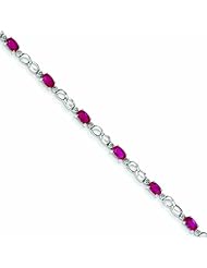 3.5 Carat 14K White Gold w/ Diamond and Ruby Gemstone Bracelet
