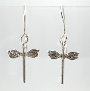 Pretty Little Detailed Dragonfly Dangle Earrings in Sterling Silver, #9488