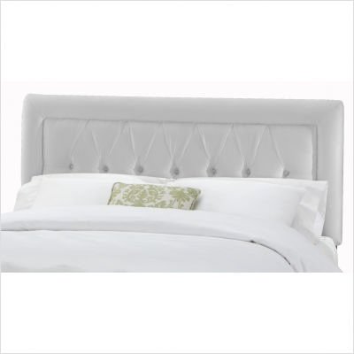 Tufted Border Headboard in Shantung Silver Size: Twin