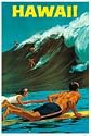 Surfing Hawaii Retro Travel Poster