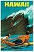 Surfing Hawaii Retro Travel Poster