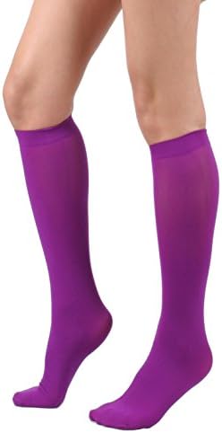 Women's Semi Opaque Knee High Trouser Sock 3pair / 6pair (One Size : XS to M, 3pair-Purple)