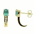 14K Yellow Gold Emerald and Diamond Earrings