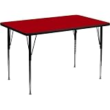 Flash Furniture 30''W x 72''L Rectangular Activity Table with Red Thermal Fused Laminate Top and Standard Height Adjustable Legs