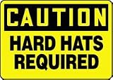CAUTION HARD HATS REQUIRED 10 x 14 Plastic Sign