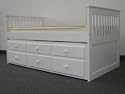 Captains Bed - Trundle and Drawers White