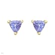 Earrings With Genuine Tanzanites in 14K Yellow Gold Length 4mm