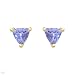 Earrings With Genuine Tanzanites in 14K Yellow Gold Length 4mm