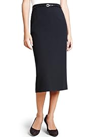 Knee Length Pencil Skirt with Belt