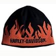 Harley-Davidson&reg; Flame Knit Cap, constructed of 55% acrylic, 45% cotton with a knit in flame design with Harley-Davidson&reg; embroidery on the front. One size fits most, 99480-07V