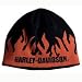 Harley-Davidson&reg; Flame Knit Cap, constructed of 55% acrylic, 45% cotton with a knit in flame design with Harley-Davidson&reg; embroidery on the front. One size fits most, 99480-07V