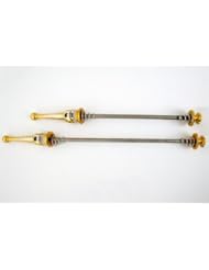 Sports: AEST Bike MTB Road Bicycle Quick Release QR Wheel Skewers CNC Titanium Axle Various Colours (Gold) - Greengo