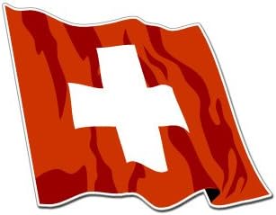 SWITZERLAND WAVING FLAG - Sticker Decal - #S0152
