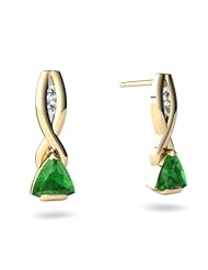 Genuine Emerald 14kt Yellow Gold Earrings