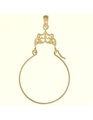14k Gold Celestial Necklace Charm Pendant, Filigree Charm Holder