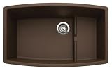 32 Undermount Single Bowl Granite Sink with 10 Bowl Depth 7 3/4 Deep Platform and Silgranit Material: Cafe Brown