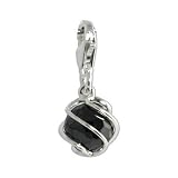 SilberDream - Charme Ball zircone noir en argent grille pour charmes colliers bracelets boucles d'oreilles - Argent 925 Sterling - FC200S