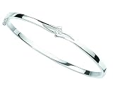 Elements Sterling Silver Ladies B937C Cubic Zirconia Asymetrical Flip Top Bangle