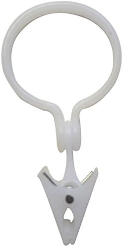 50Pcs Double Purpose Plain Style Plastic White Curtain Rings W/Clips 1.4 inch