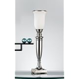 Murray Feiss One-Light Moderne Table Torchiere, Polished Nickel with Round Glass Opal Cased Etched # 9449PN