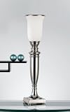 Murray Feiss One-Light Moderne Table Torchiere, Polished Nickel with Round Glass Opal Cased Etched # 9449PN