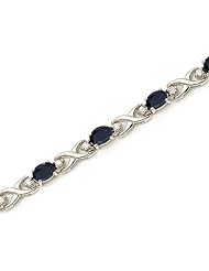 14k White Gold Natural Sapphire And Diamond Tennis Bracelet
