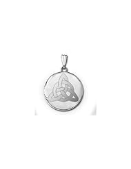 Sterling Silver Round Celtic Trinity Picture Locket - 3/4 Inch x 3/4 Inch and 1 Inch x 1 Inch