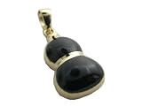 Onyx Chinese Gourd Pendant, 14k Gold